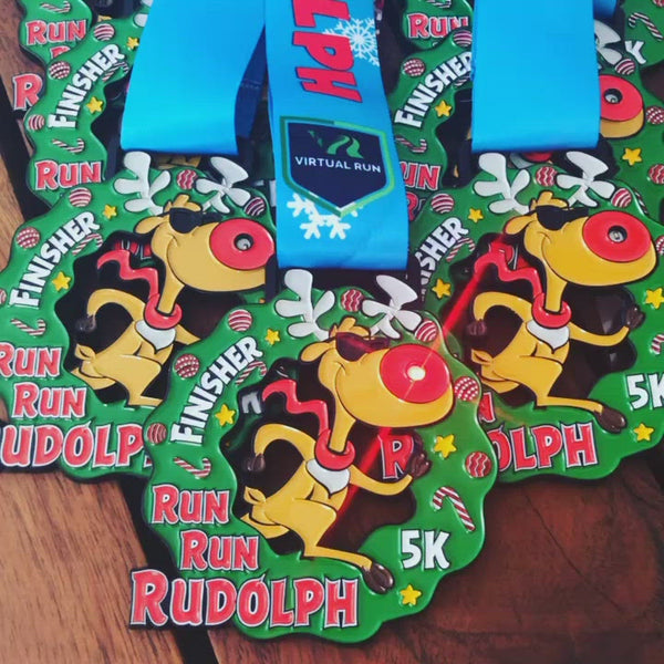 Video of the Run Run Rudolph Virtual 5k Finisher Medal