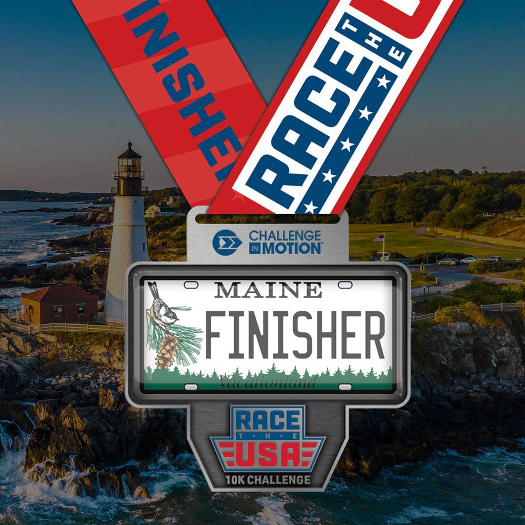 Race the USA Virtual Challenge Series 10k Maine License Plate Themed Finisher Medal