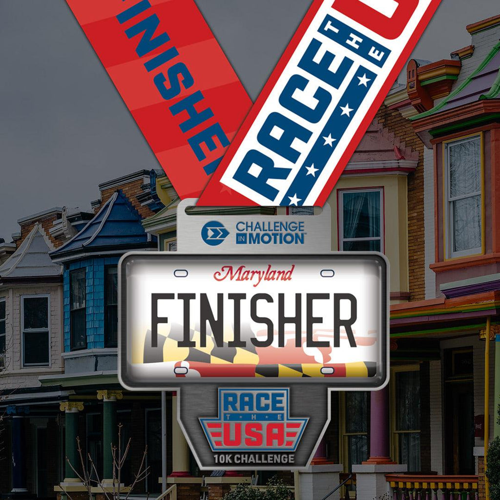 Race the USA Virtual Challenge Series 10k Maryland License Plate Themed Finisher Medal