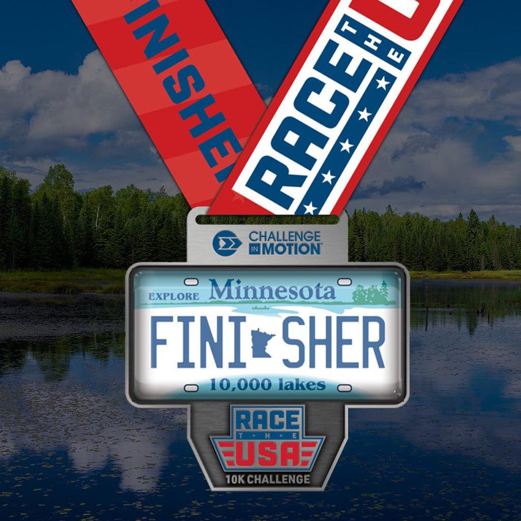 Race the USA Virtual Challenge Series 10k Minnesota License Plate Themed Finisher Medal