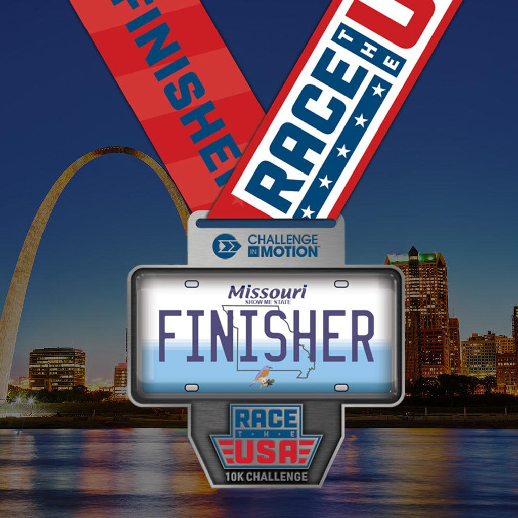 Race the USA Virtual Challenge Series 10k Missouri License Plate Themed Finisher Medal