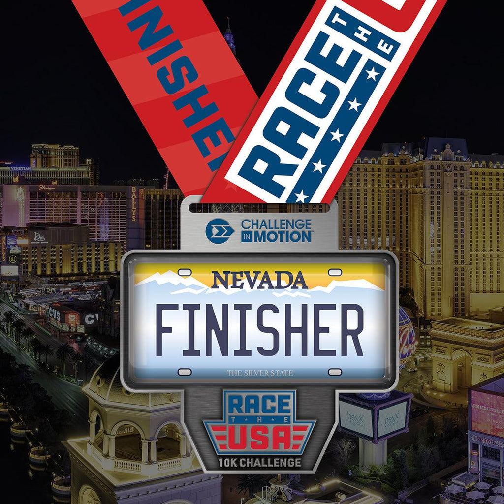 Race the USA Virtual Challenge Series 10k Nevada License Plate Themed Finisher Medal
