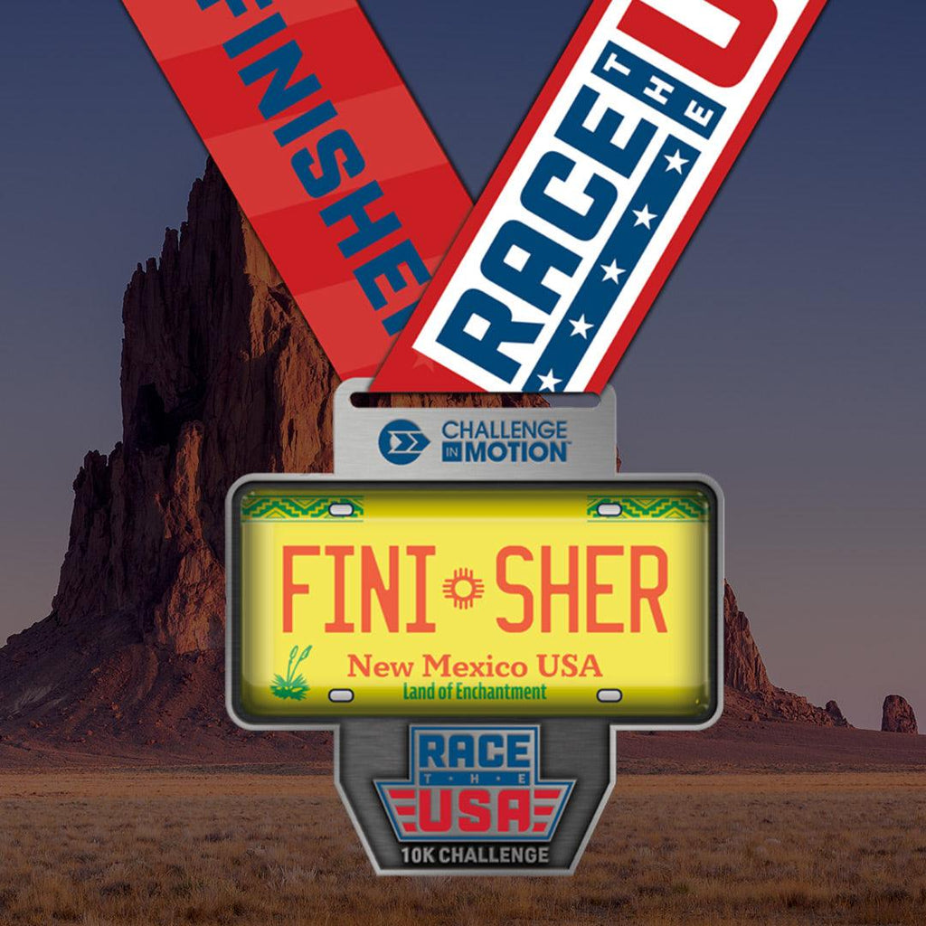 Race the USA Virtual Challenge Series 10k New Mexico License Plate Themed Finisher Medal