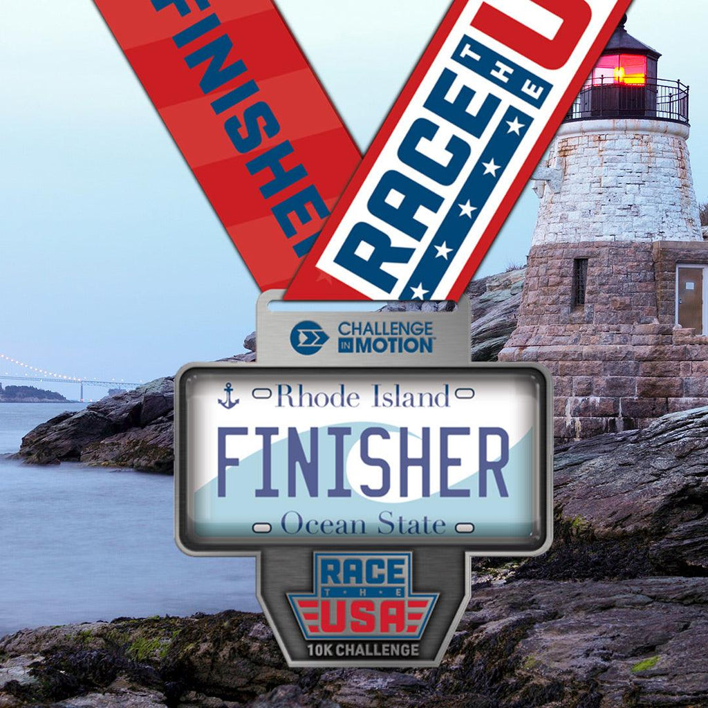 Race the USA Virtual Challenge Series 10k Rhode Island License Plate Themed Finisher Medal