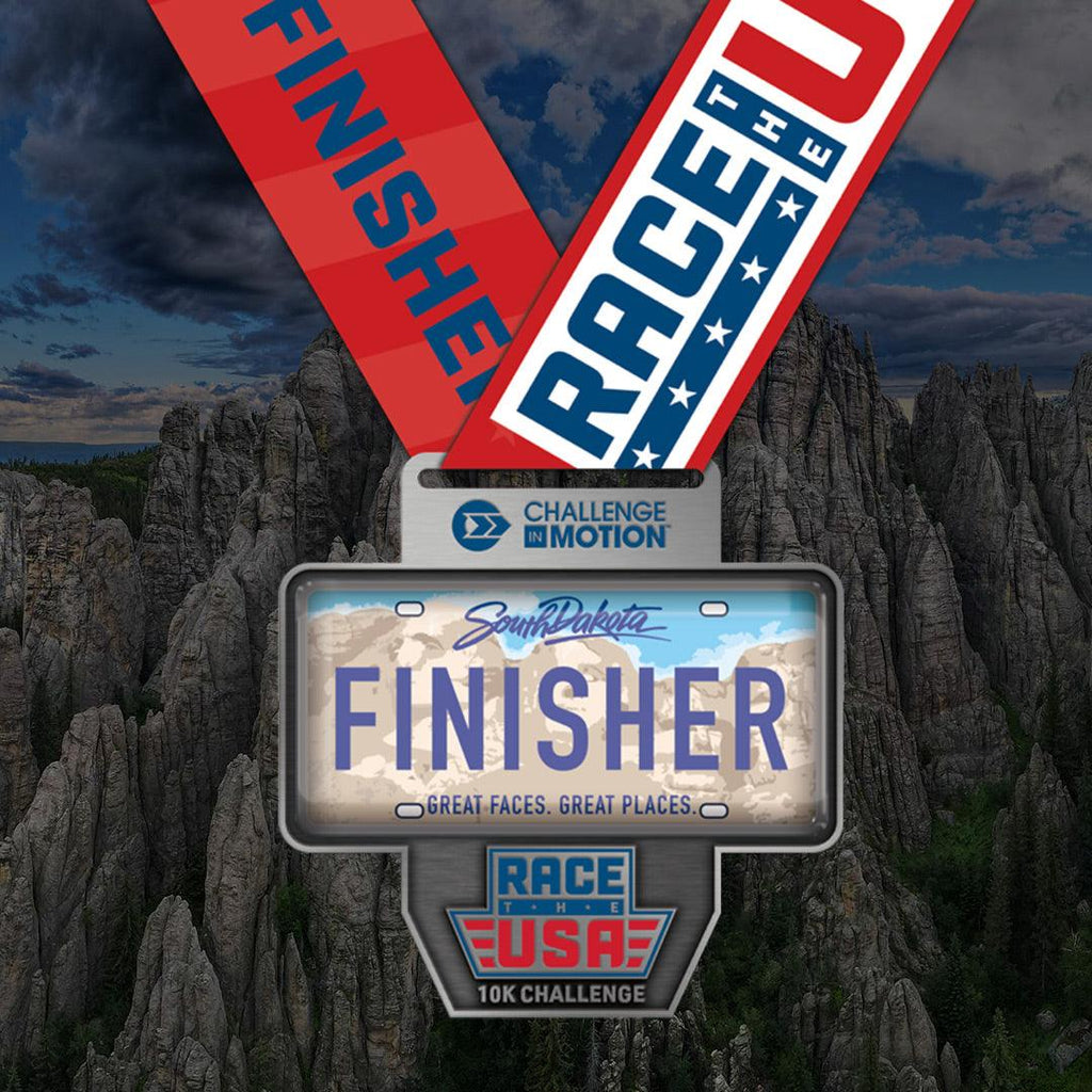 Race the USA Virtual Challenge Series 10k South Dakota License Plate Themed Finisher Medal